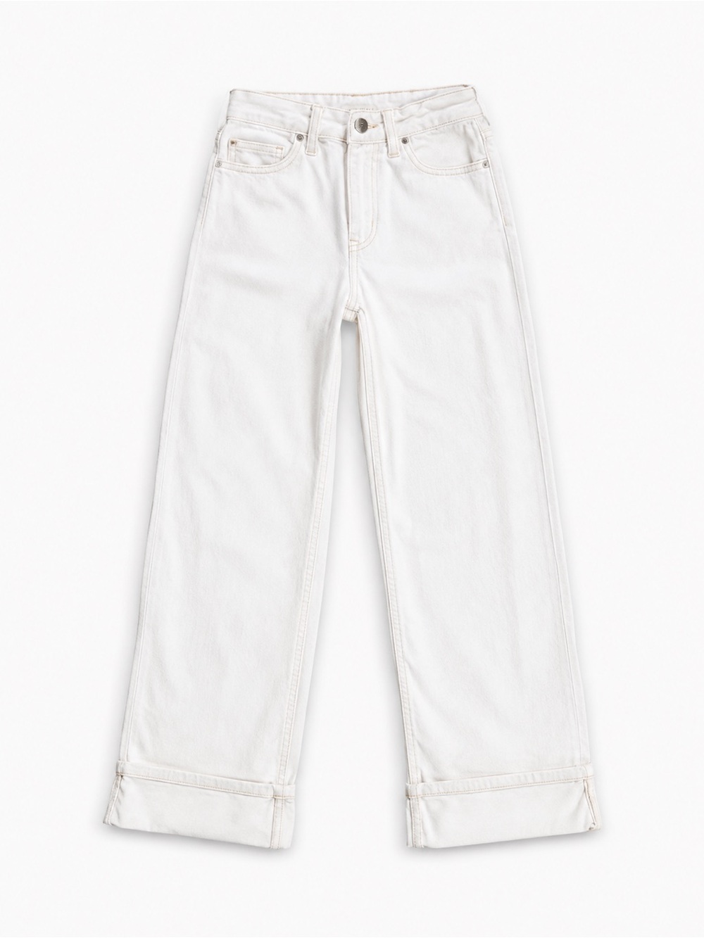 abercrombie kids White Wide-Leg Jeans